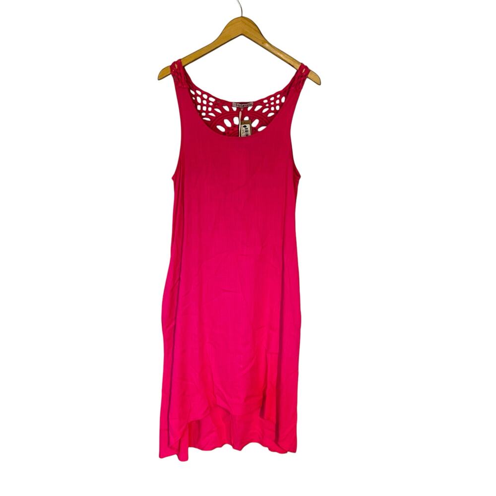 Lola Linen Blend Crochet Detail Sleeveless Dress Size M Medium NWT Pink
